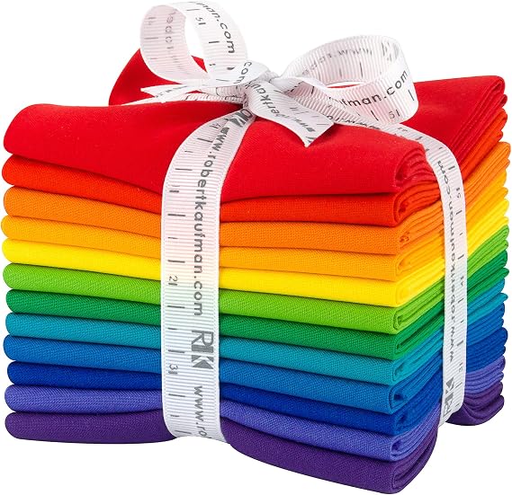 Kona Cotton Solids Bright Rainbow 12 Fat Quarters Robert Kaufman Fabrics FQ-1383-12