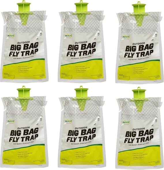 RESCUE! Big Bag Fly Trap Disposable, Outdoor Use - 6 Traps