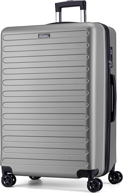 FLIEE Large Suitcase Hard Shell | 4 Dual Spinner Wheels | Aluminum Telescopic Handle | TSA 3 Digit Combination Lock | Lightweight Suitcase | Large 28" Hold Check in Luggage | (Grey, Large 28'')