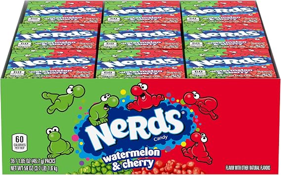 Wonka Nerds Cherry and Watermelon 46.7 g (Pack of 36)