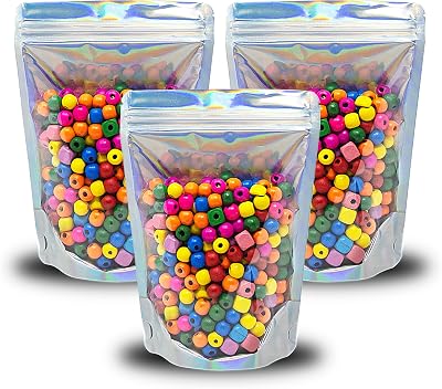 100 Pcs Iridescent Resealable Mylar Bags - 5x7 Inch Ziplock Heat Sealable Stand Up Pouches Parties Small Business Packaging