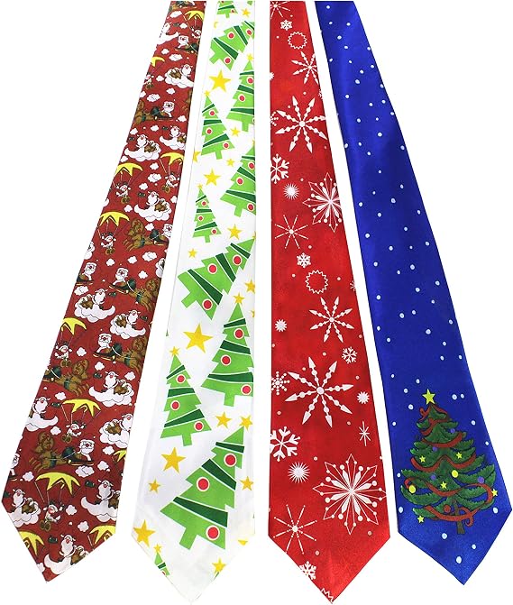 JEMYGINS Original 4PCS One-off Christmas Tie Mens and boys Necktie for Festival