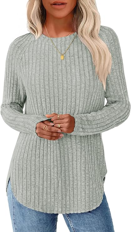 NORACORA Long Sleeve Shirts for Women Crew Neck Tunic Tops Loose Fit Lightweight Pullover Sweaters Trendy 2025