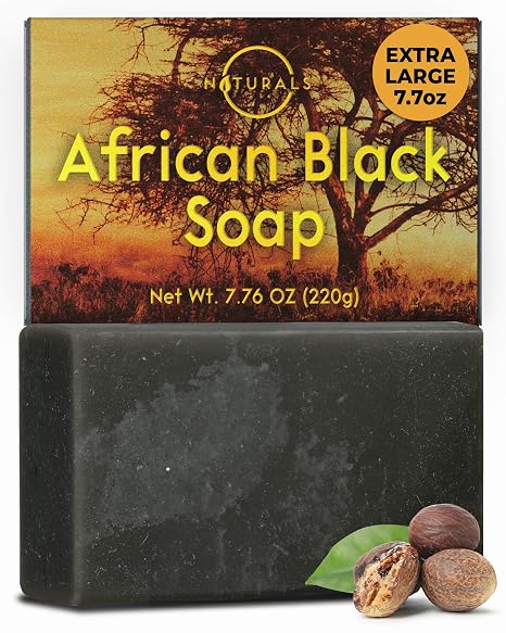 O Naturals African Black Cleansing Soap - Rich in African Shea Butter Helps with Acne Prone Skin Natural Soap for Men & Women Moisturising Face Soap