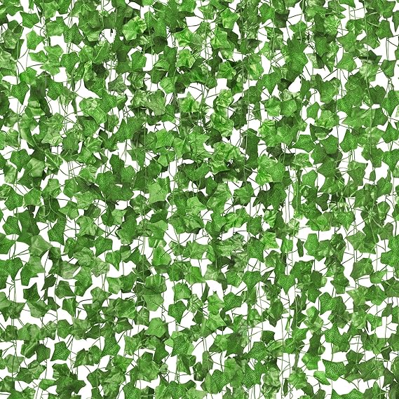 CQURE 84 Pack 588Ft Artificial Ivy Garland, Fake Vines UV Resistant Greenery Leaves Fake Plants Hanging Aesthetic Vines for Home Bedroom Party Garden Wall Room Decor
