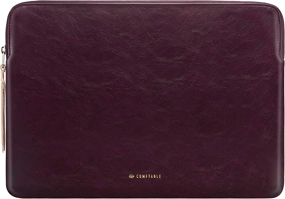 Comfyable Slim Laptop Sleeve Compatible with 13 Inch MacBook Air 13 in M5 M4 M3 M2, 13" MacBook Pro/Neo, PU Leather Bag Water-Resistant Cover Case, Berry Brown