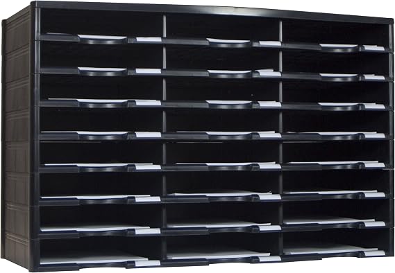 Storex Modular 24-Compartment Literature Organizer, Black, (61435U01C)