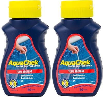 2 AQUACHEK Red Swimming Pool Spa Test Kit Strips Bromine pH Alkalinity 50 Pack