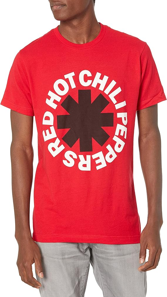 Red Hot Chili Peppers Men's Official Red Hot Chili Peppers Black Asterisk on Red T-Shirt