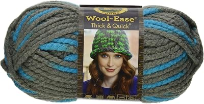 Lion Brand Yarn Wool-Ease Thick and Quick Yarn, Blue Jay