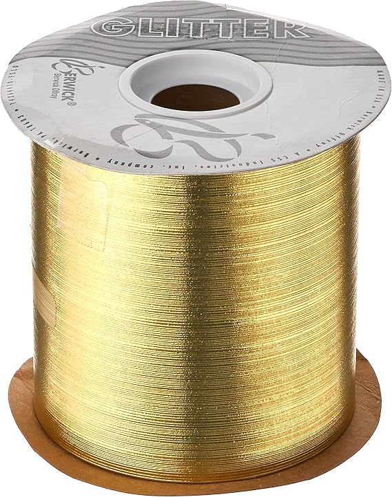 Berwick FGB001-10050-B015 4" Brushed Glitter Ribbon, Gold