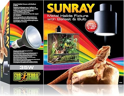 Exo Terra Sunray Light Fixture & Light Bulb, Reptile Terrarium Lamp, 35 Watts, PT2315