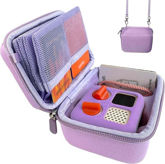 Hard Travel Case Compatible with Yoto MiniKids Audio & Music Player,Yoto Card Holder Bag with Adjustable Shoulder Strap for Up to 36 Audiobook Cards,Childrens Mini Player. (purple)