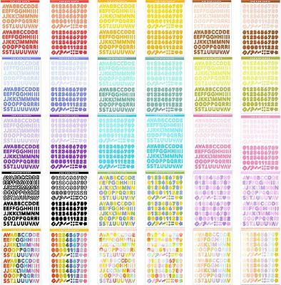 Tenare 30 Sheets Colorful Alphabet Number Stickers Self Adhesive DIY Decorative Craft Scrapbook Letter for Arts Cards Box Crafts Home Decors Supplies