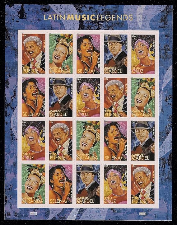Latin Music Legends - Sheet of 20 Forever Stamps Scott 4497-4501