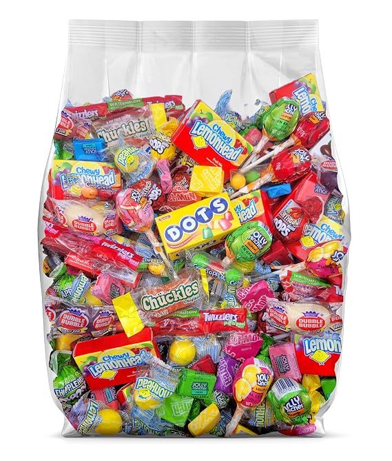 Yummy Chew Assorted Candy Bulk Variety Pack - Bulk Candy Assortment - Individually Wrapped Fun Size Candy Bags - Pinata Candy Mix - Halloween Candy - Mega Candy Mix for Any Occasion - 5 Pounds