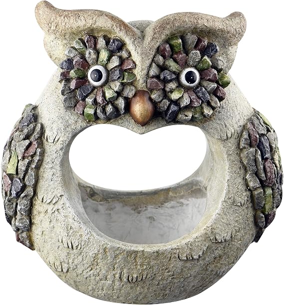 Red Carpet Studios 3D Animal Planter with Faux Stone Detailing for Indoor/Outdoor Use, 12", Owl