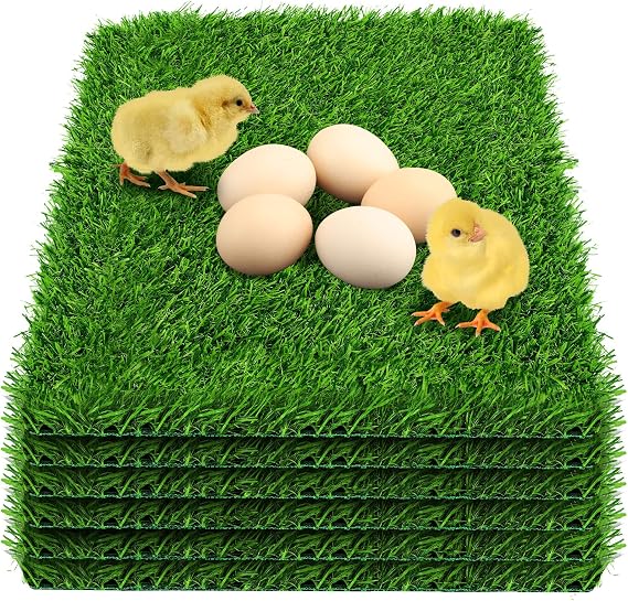 6 Pack Chicken Nesting Box Pads - Washable Artificial Grass Nesting Pads - Chicken Nesting Pads for Chicken Coop and Pet Garden Lawn Indoor Outdoor 12"12"1"