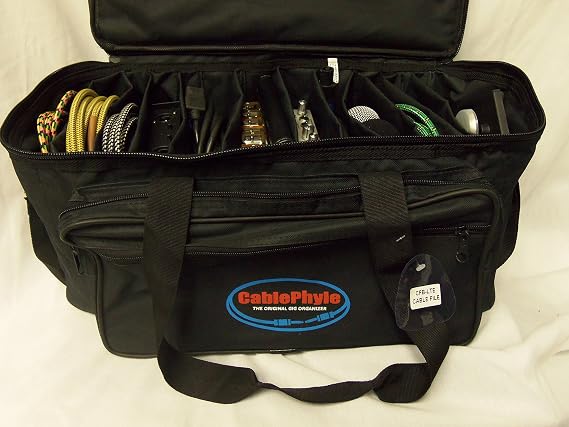 Professional 12-Slot Cable File Gig Bag, for Cords, Sound Equipment, DJ Gear, Musician Accessories, CFB-LTE