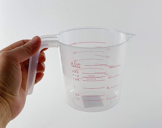 Plastic Measuring Cup choice of 1-Cup, 2-Cup, 4-Cup or Set of 3 pcs with Grip and Spout easy to read (2-Cup)