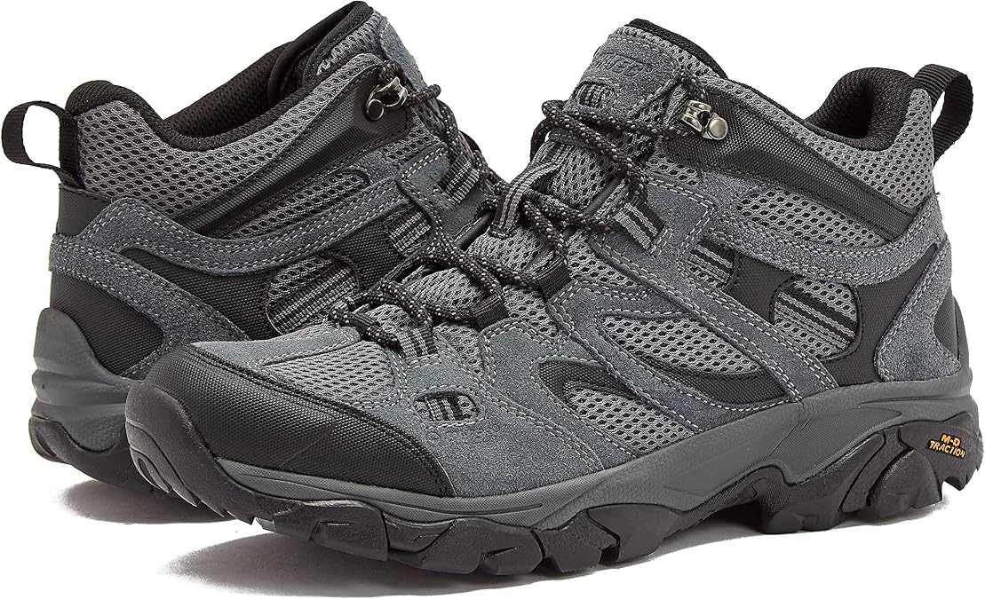 HI-TEC Ravus Mid Hiking Boots for Men, Lightweight Breathable Outdoor Trekking Shoes