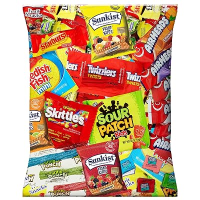 Sarahs Candy Factory Bulk Assorted Fruit Candy, Starburst, Skittles, Swedish Fish, Air Heads, Jolly Rancher, Sunkist & More in Bag, 2 lbs