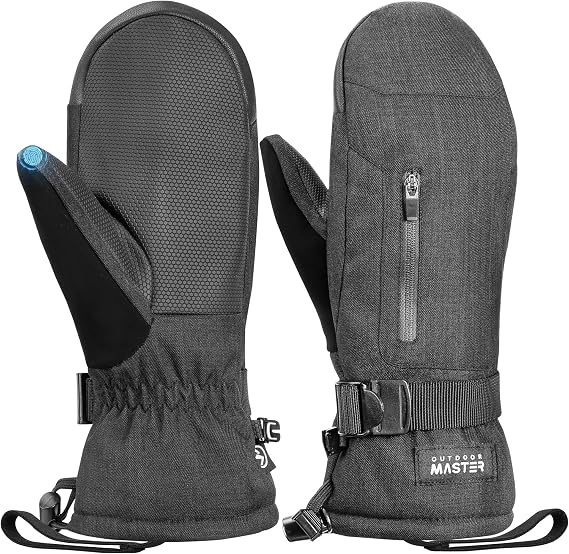 OutdoorMaster Ski Snow Mittens for Women & Men, Thermal Snowboard Ski Glove