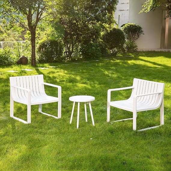 Werph 3 Pieces Outdoor Furniture Patio Table and Chairs Set, White