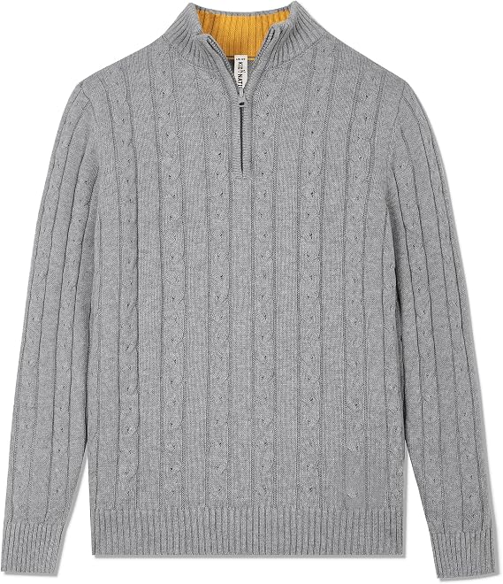Kid Nation Boys Sweater Cotton Quarter Zip Sweater Kids Cable Knit Pullover | Casual 1/4 Zip Sweater for Child 3-14 Years (Previously Amazon Essentials)