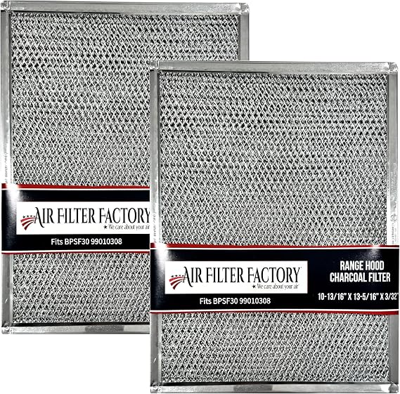 Air Filter Factory Carbon Filter BPSF30 99010308 Replacement For Broan QS WS NON-Ducted Measures 10-13/16" X 13-5/16" X 3/32" USA Made Range Hood Charcoal Carbon Filters 2-Pack