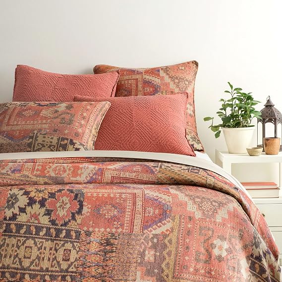 Pine Cone Hill Anatolia Linen Orange Graphic Linen Duvet Cover, King